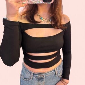 Elegant Black Off-Shoulder Women's Top